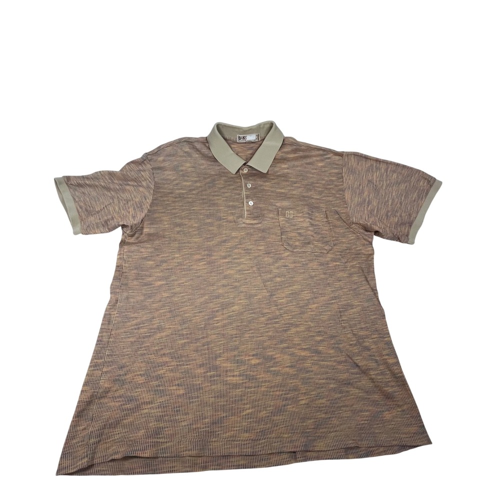DAKS London Mens Multi Color Knit Short Sleeve Polo Shirt Tan Size 100 5433